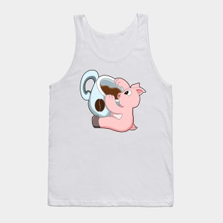 Pig with Cup of Coffee Tank Top